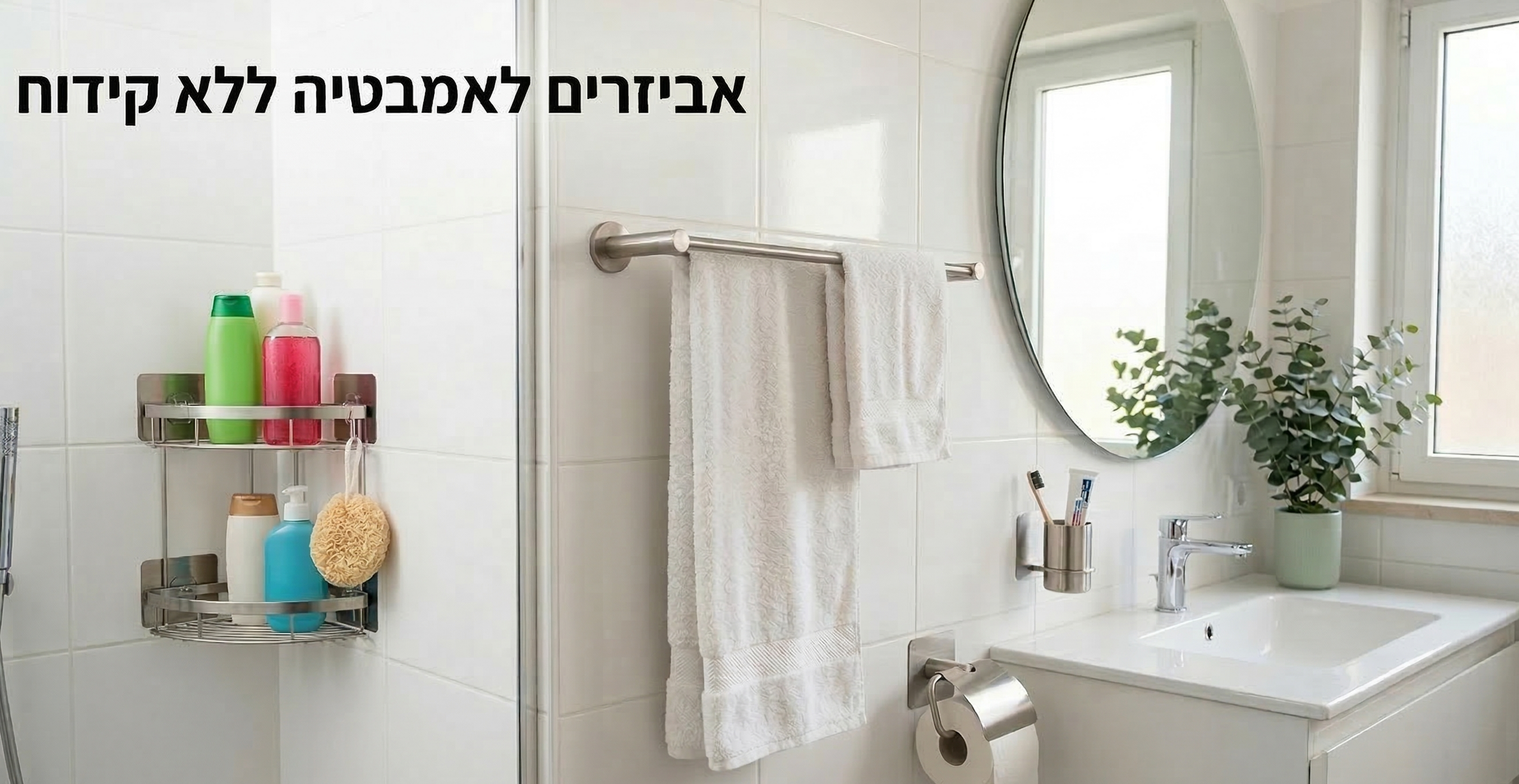 מדפים לאמבטיה ללא קידוח