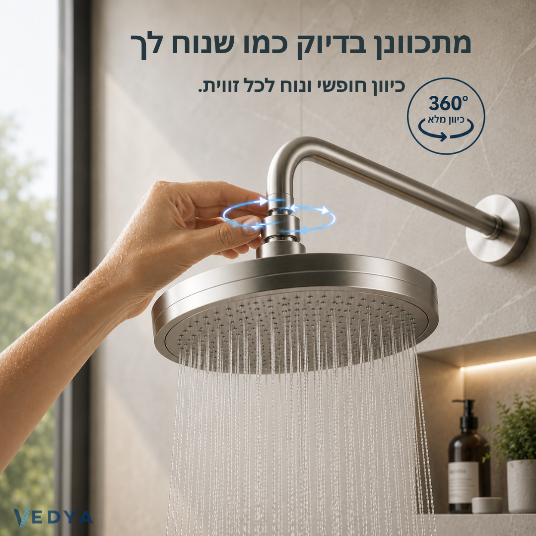 ראש מקלחת גשם עגול 6 מצבים