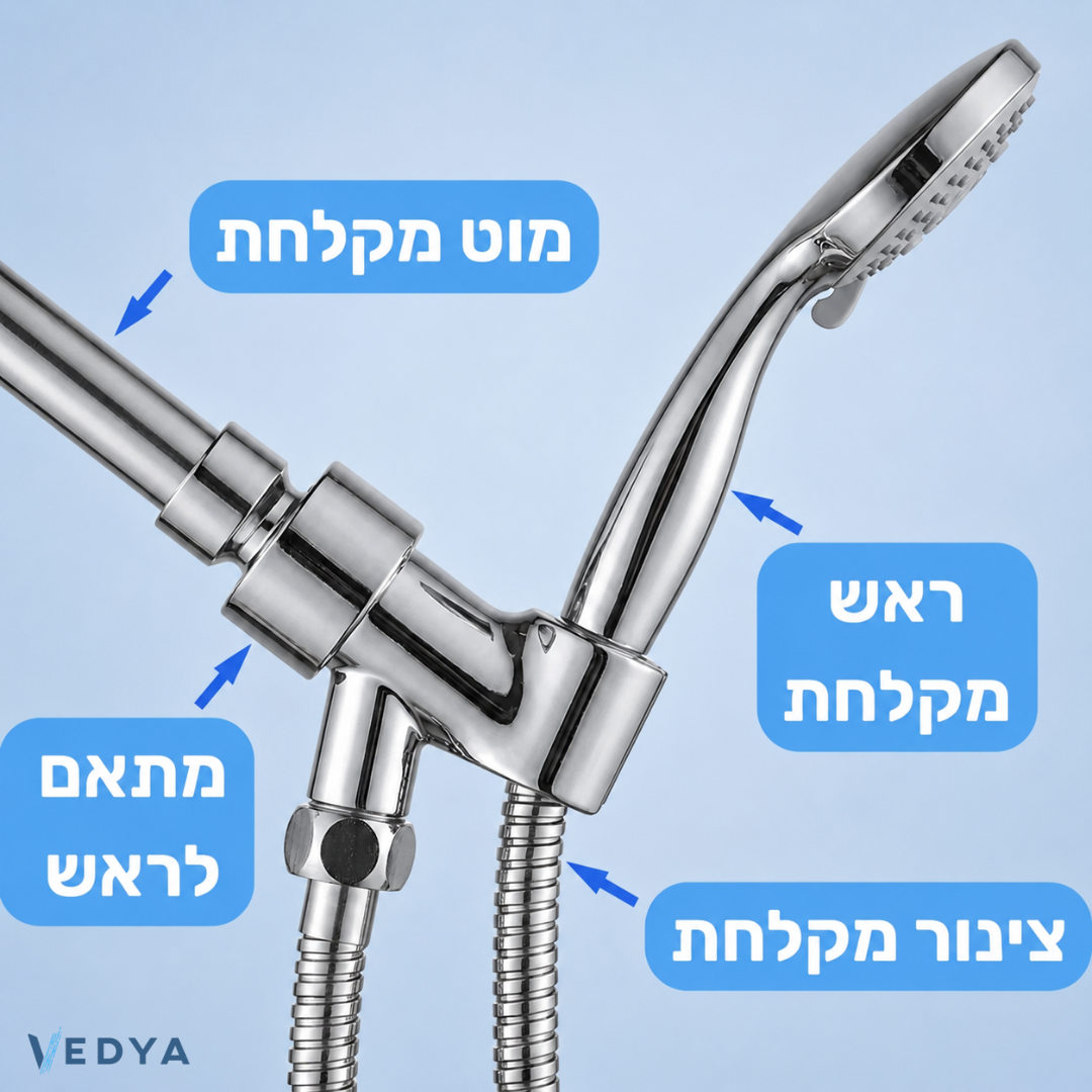 מתאם ראש מקלחת לדוש ידני במקום ראש גשם