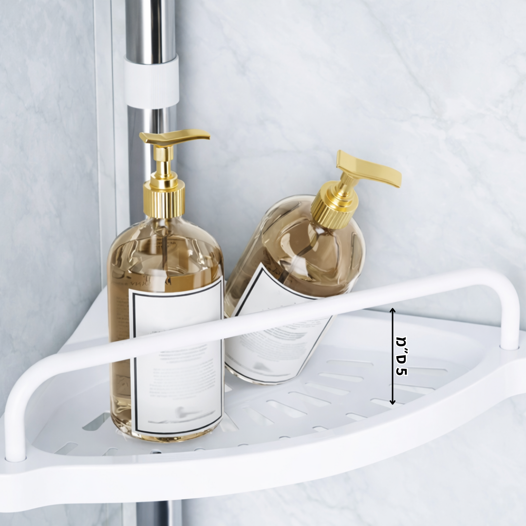 עמוד מדפים טלסקופי פינתי למקלחת 4 קומות - דגם אושר