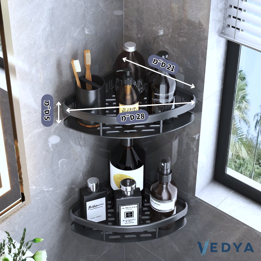 מדף פינתי לקיר לאמבטיה ללא קידוח - דגם סיוון