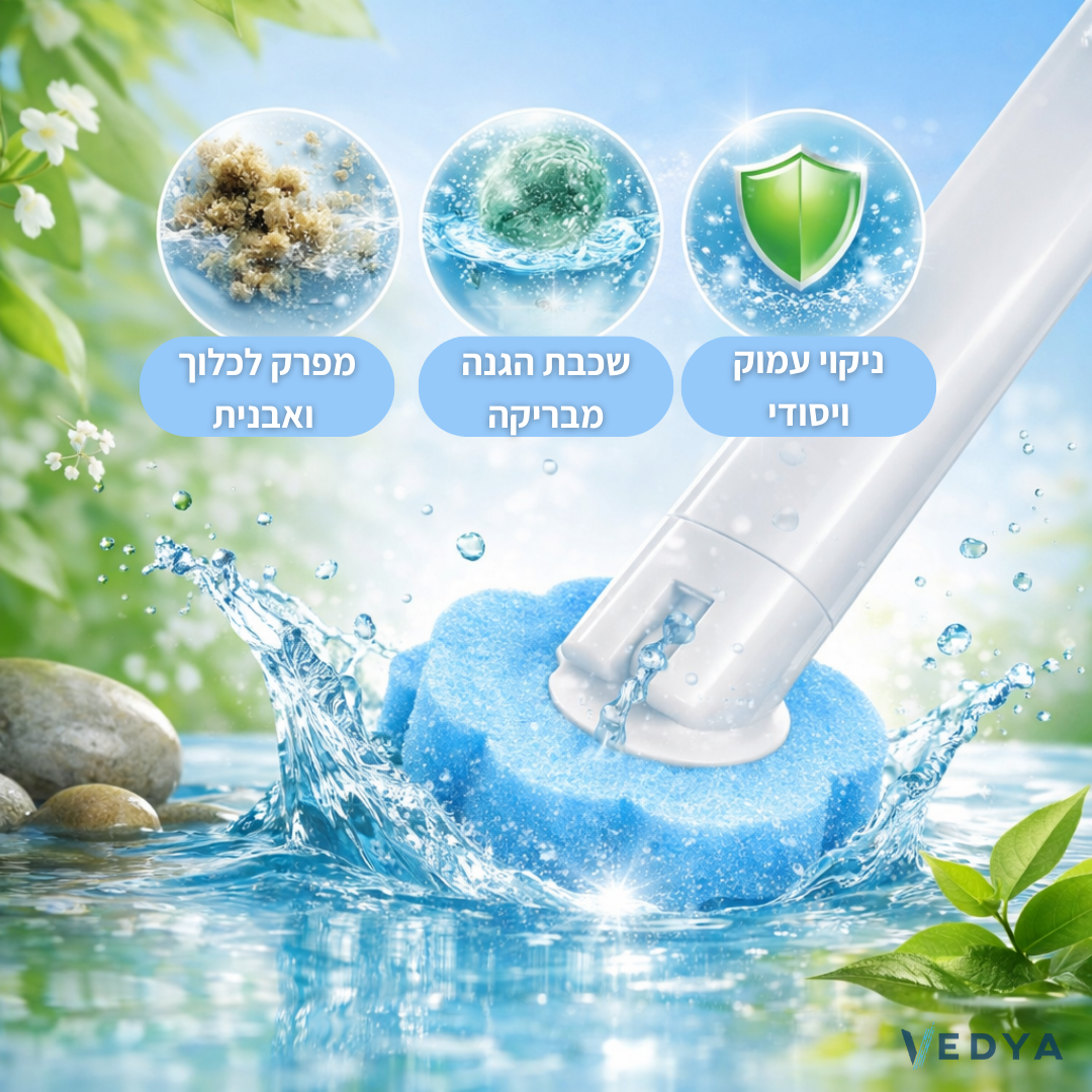 מארז מברשת אסלה עם ראשים מתחלפים + 18 ספוגים