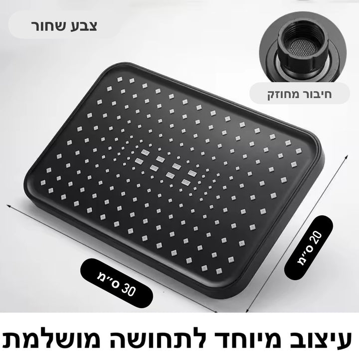 ראש גשם רחב עליון מרובע למקלחת