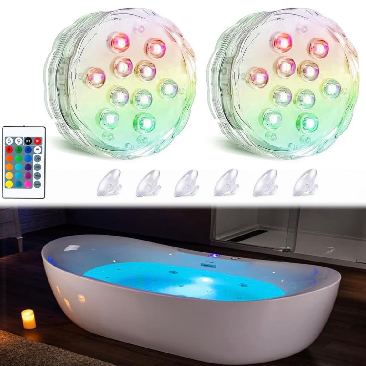 זוג מנורות לד צבעוניות נגד מים