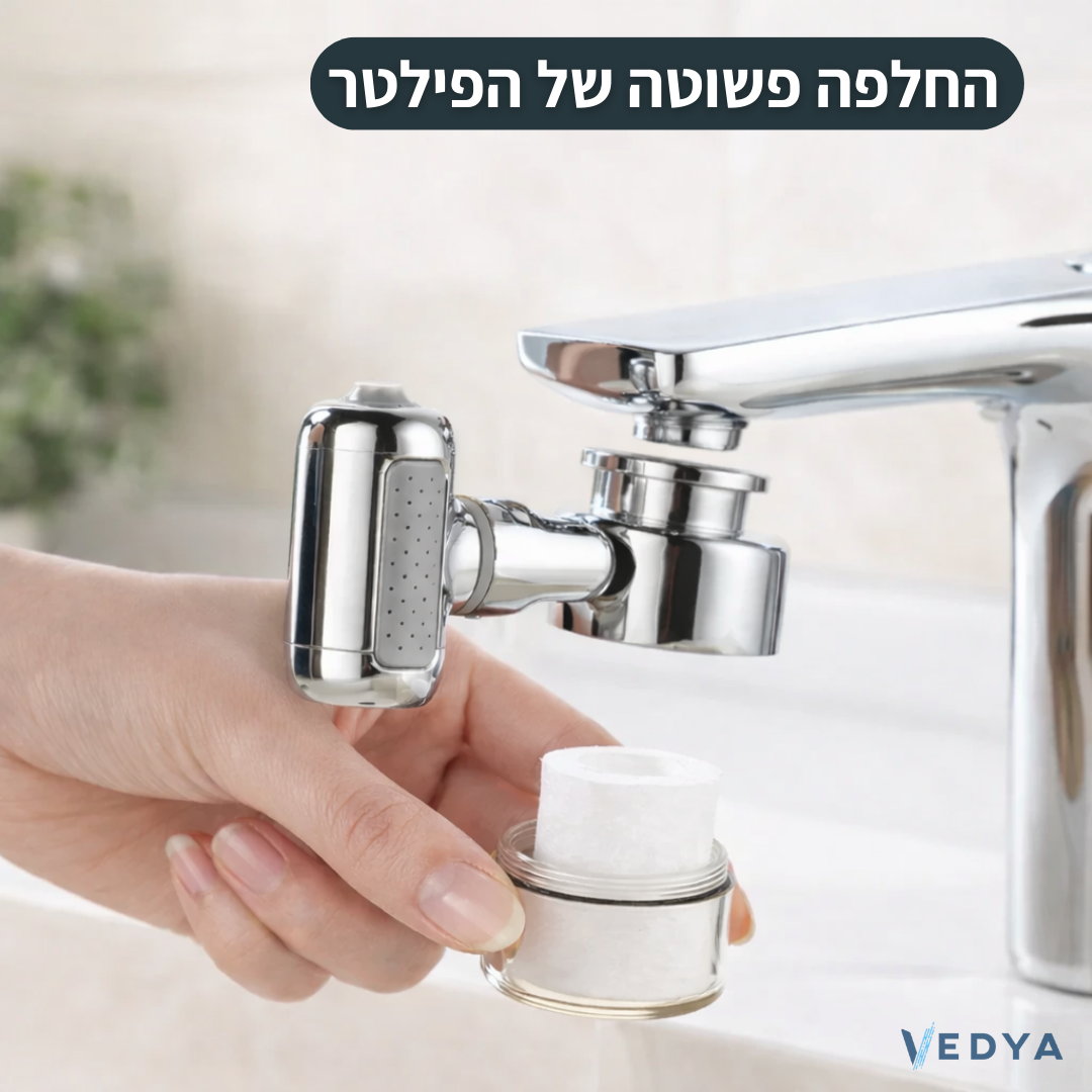 מתאם ברז מסתובב 1440° עם 4 מצבים + 2 פילטרים