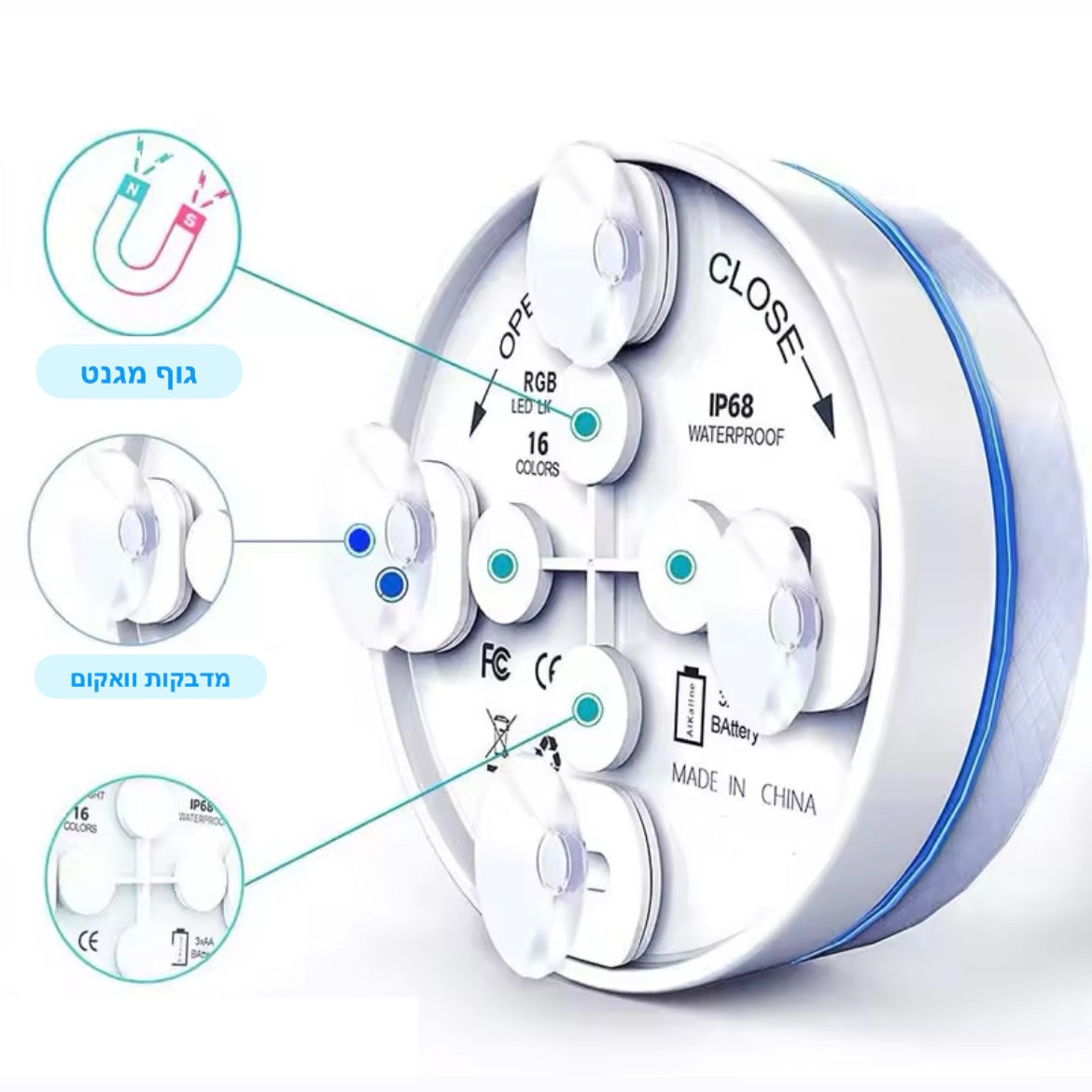 זוג מנורות לד צבעוניות נגד מים