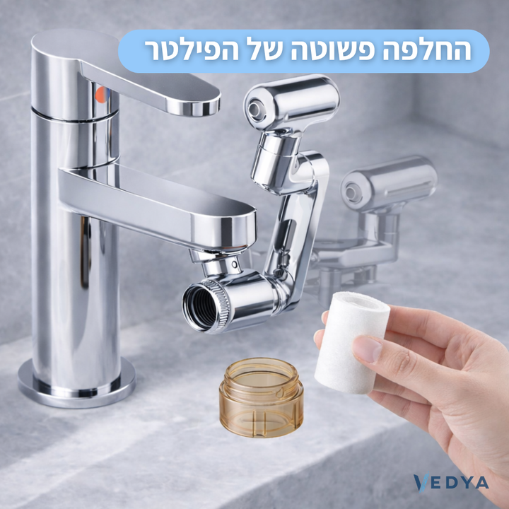 פילטר להחלפה למתאם ברז כיור מסתובב 1440°